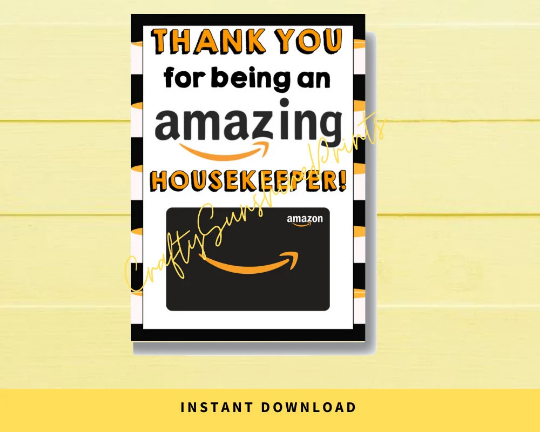 INSTANT DOWNLOAD Thank You For Being An Amazing Housekeeper Gift Card Holder 5x7