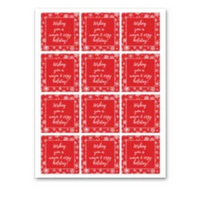 INSTANT DOWNLOAD Red Wishing You A Warm & Cozy Holiday Square Gift Tags 2.5x2.5