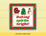 INSTANT DOWNLOAD Christmas Baking Spirits Bright Square Gift Tags 2.5x2.5