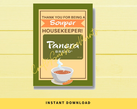 INSTANT DOWNLOAD Thank You For Being A Souper Housekeeper Gift Card Holder 5x7