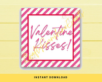 INSTANT DOWNLOAD Valentine Kisses Square Gift Tags 2.5x2.5