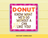 INSTANT DOWNLOAD Donut Know What We'd Do Without A CNA Like You Gift Tags 2.5x2.5