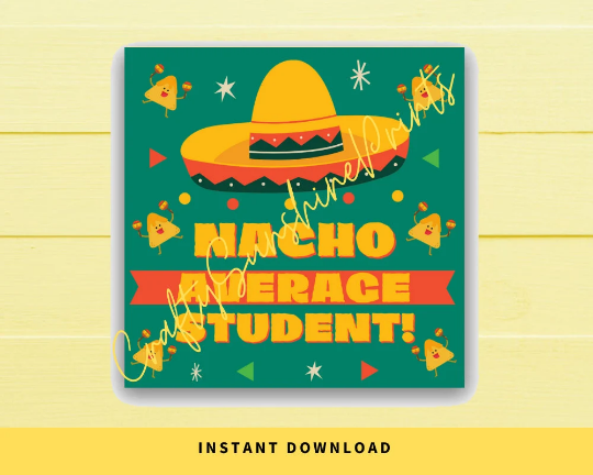 INSTANT DOWNLOAD Nacho Average Student Square Gift Tags 2.5x2.5