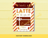 INSTANT DOWNLOAD Happy Thanksgiving Thanks a Latte For All You Do Gift Card Holder 5x7