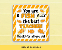 INSTANT DOWNLOAD You Are O-Fish-Ally The Best Teacher Square Gift Tags 2.5x2.5