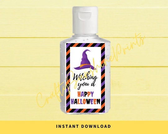 INSTANT DOWNLOAD Witching You A Happy Halloween Hand Sanitizer Labels