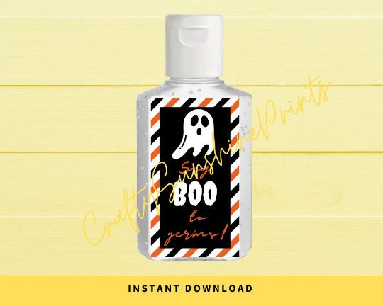 INSTANT DOWNLOAD Say Boo To Germs Halloween Hand Sanitizer Labels
