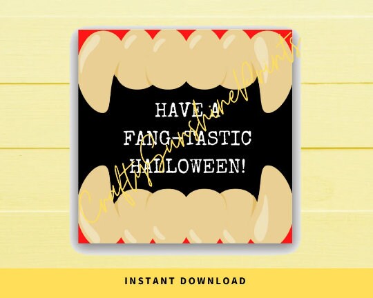 INSTANT DOWNLOAD Have A Fangtastic Halloween Square Gift Tags