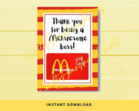 INSTANT DOWNLOAD Thank You For Being A McAwesome Boss Gift Card Holder 5x7