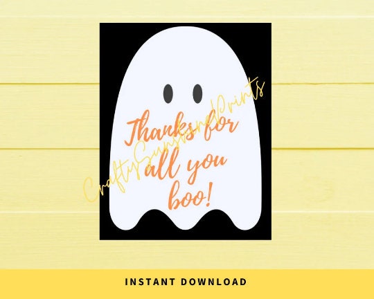 INSTANT DOWNLOAD Thanks For All You Boo Halloween Ghost Gift Tags