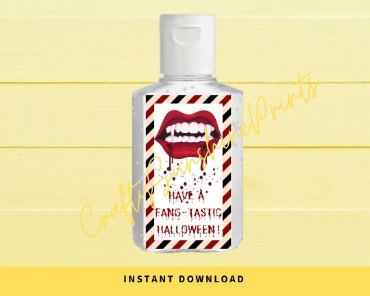 INSTANT DOWNLOAD Have A Fangtastic Halloween Hand Sanitizer Labels
