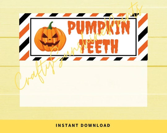 INSTANT DOWNLOAD Halloween Pumpkin Teeth Favor Bag Toppers