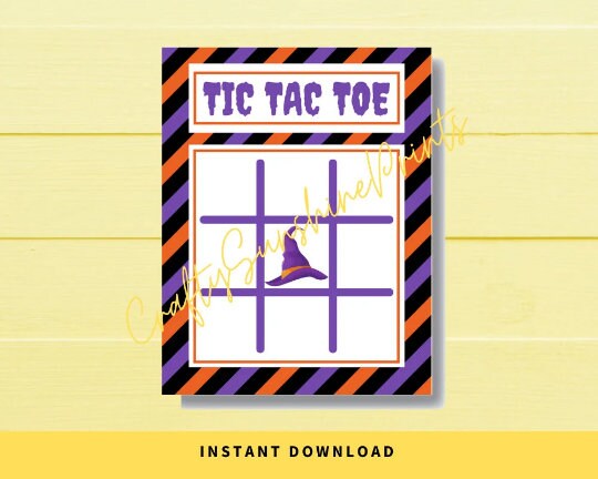 INSTANT DOWNLOAD Halloween Witch Tic Tac Toe Game Cards