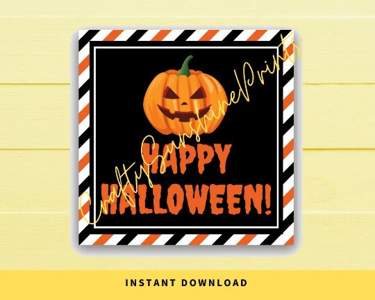 INSTANT DOWNLOAD Happy Halloween Pumpkin Square Gift Tags 2.5x2.5