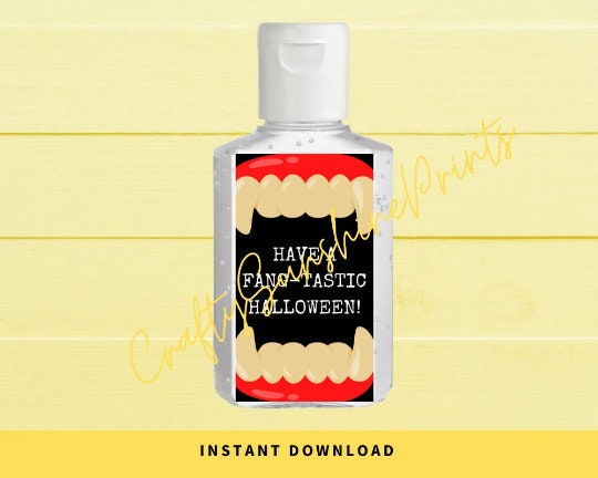 INSTANT DOWNLOAD Have A Fangtastic Halloween Hand Sanitizer Labels