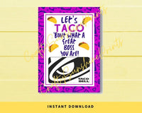 INSTANT DOWNLOAD Let's Taco 'Bout What A Great Boss You Are Gift Card Holder 5x7