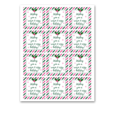 INSTANT DOWNLOAD Pink And Green Wishing You A Warm & Cozy Holiday Square Gift Tags 2.5x2.5