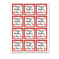 INSTANT DOWNLOAD Red Glitter Happy Mother's Day Square Gift Tags 2.5x2.5