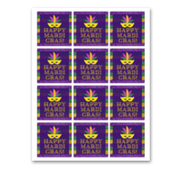 INSTANT DOWNLOAD Glitter Happy Mardi Gras Square Gift Tags 2.5x2.5