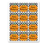INSTANT DOWNLOAD Plaid Happy Thanksgiving Pumpkin Square Gift Tags 2.5x2.5