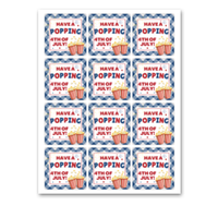 INSTANT DOWNLOAD Have A Popping 4th Of July Square Gift Tags 2.5x2.5