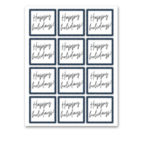 INSTANT DOWNLOAD Navy Happy Holidays Square Gift Tags 2.5x2.5