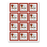 INSTANT DOWNLOAD Thanks For Helping Me Grow Poinsettia Happy Holidays Square Gift Tags 2.5x2.5