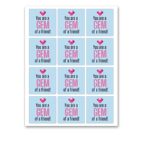 INSTANT DOWNLOAD You Are A Gem Of A Friend Square Gift Tags 2.5x2.5