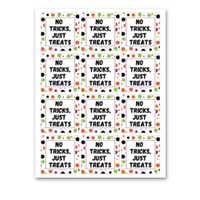 INSTANT DOWNLOAD No Tricks, Just Treats Halloween Square Gift Tags 2.5x2.5