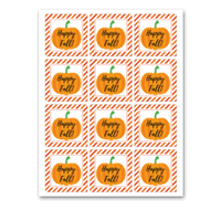 INSTANT DOWNLOAD Happy Fall Pumpkin Square Gift Tags 2.5x2.5