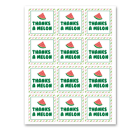 INSTANT DOWNLOAD Thanks A Melon Square Gift Tags 2.5x2.5
