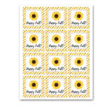 INSTANT DOWNLOAD Sunflower Happy Fall Square Gift Tags 2.5x2.5