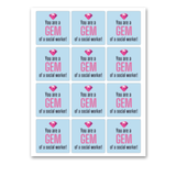 INSTANT DOWNLOAD You Are A Gem Of A Social Worker Square Gift Tags 2.5x2.5
