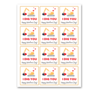 INSTANT DOWNLOAD I Dig You Happy Valentine's Day Square Gift Tags 2.5x2.5