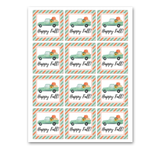 INSTANT DOWNLOAD Happy Fall Truck Square Gift Tags 2.5x2.5