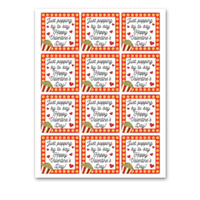 INSTANT DOWNLOAD Just Popping By To Say Happy Valentine's Day Square Gift Tags 2.5x2.5
